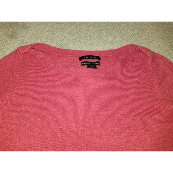 Womens Sweater-TAHARI-pink 100% cashmere "Pure Luxe" Quiet luxury Old money-M - Picture 3 of 4